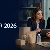 Doi specialisti analizeaza conformitatea ambalajelor potrivit PPWR 2026